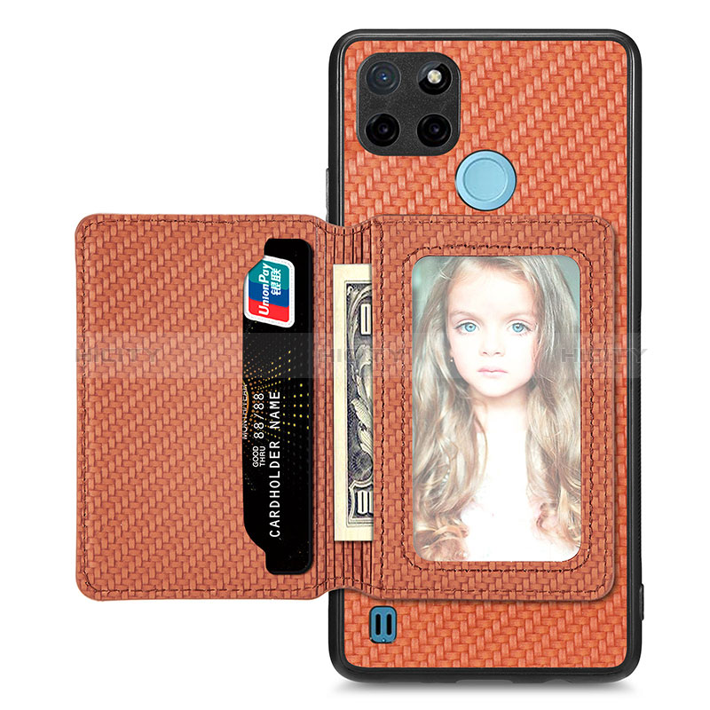 Funda Silicona Carcasa Ultrafina Goma con Magnetico S02D para Realme C21Y Marron