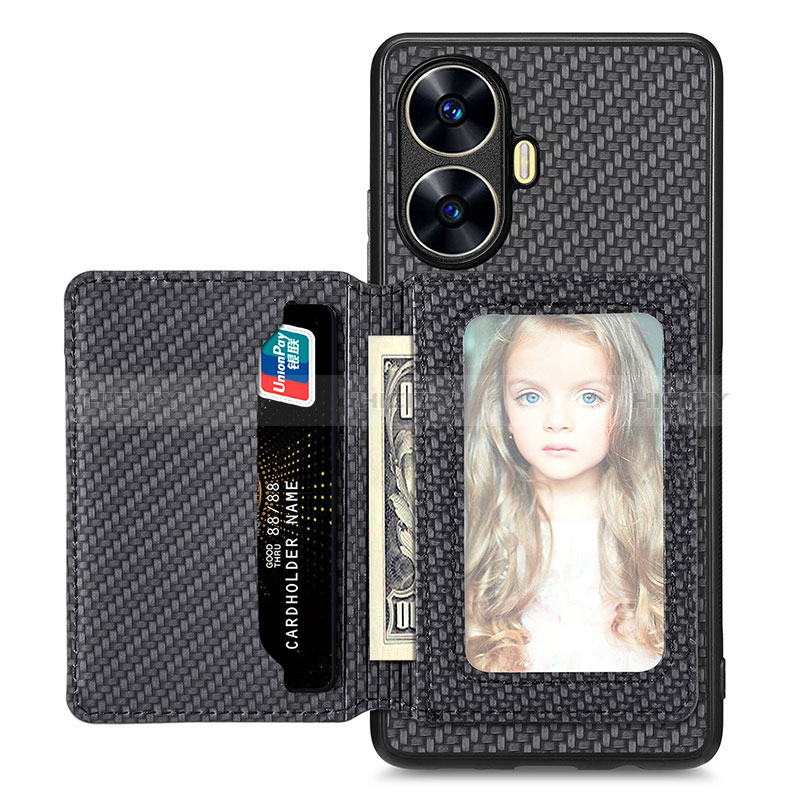 Funda Silicona Carcasa Ultrafina Goma con Magnetico S02D para Realme C55 Negro