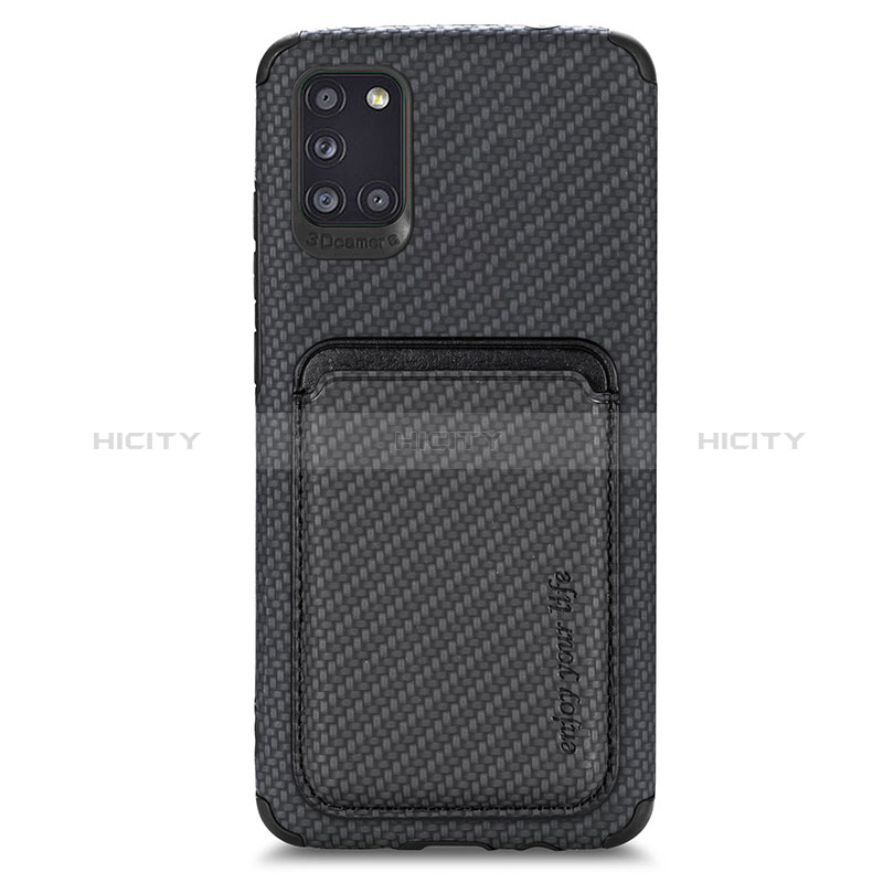 Funda Silicona Carcasa Ultrafina Goma con Magnetico S02D para Samsung Galaxy A31 Negro