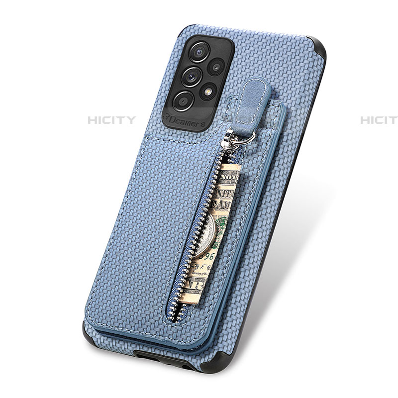 Funda Silicona Carcasa Ultrafina Goma con Magnetico S02D para Samsung Galaxy A52 5G Azul