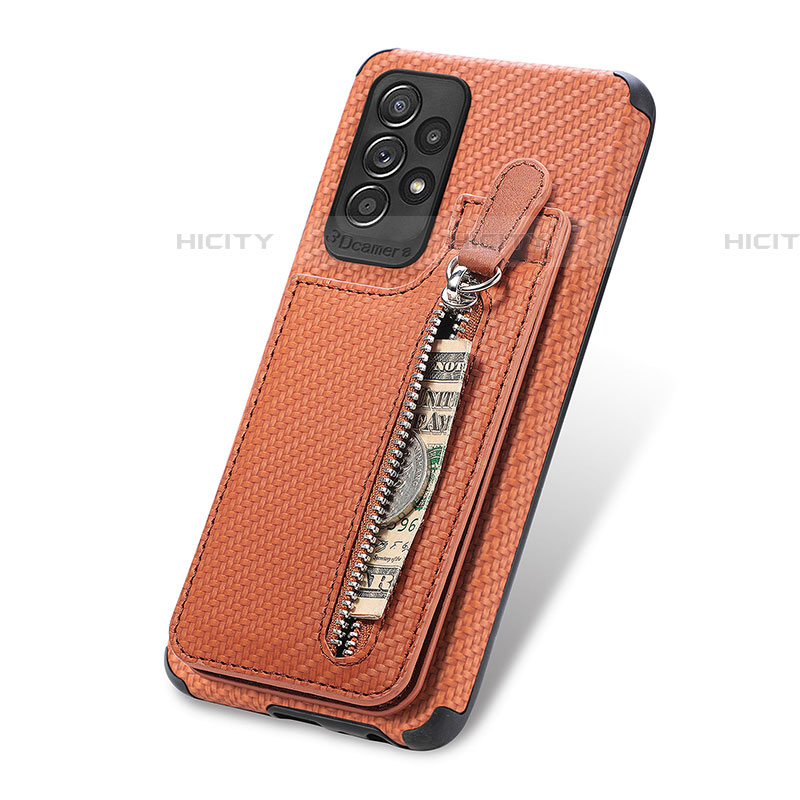 Funda Silicona Carcasa Ultrafina Goma con Magnetico S02D para Samsung Galaxy A52 5G Marron