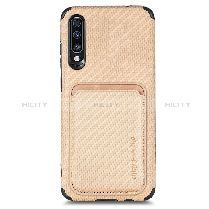 Funda Silicona Carcasa Ultrafina Goma con Magnetico S02D para Samsung Galaxy A70 Oro