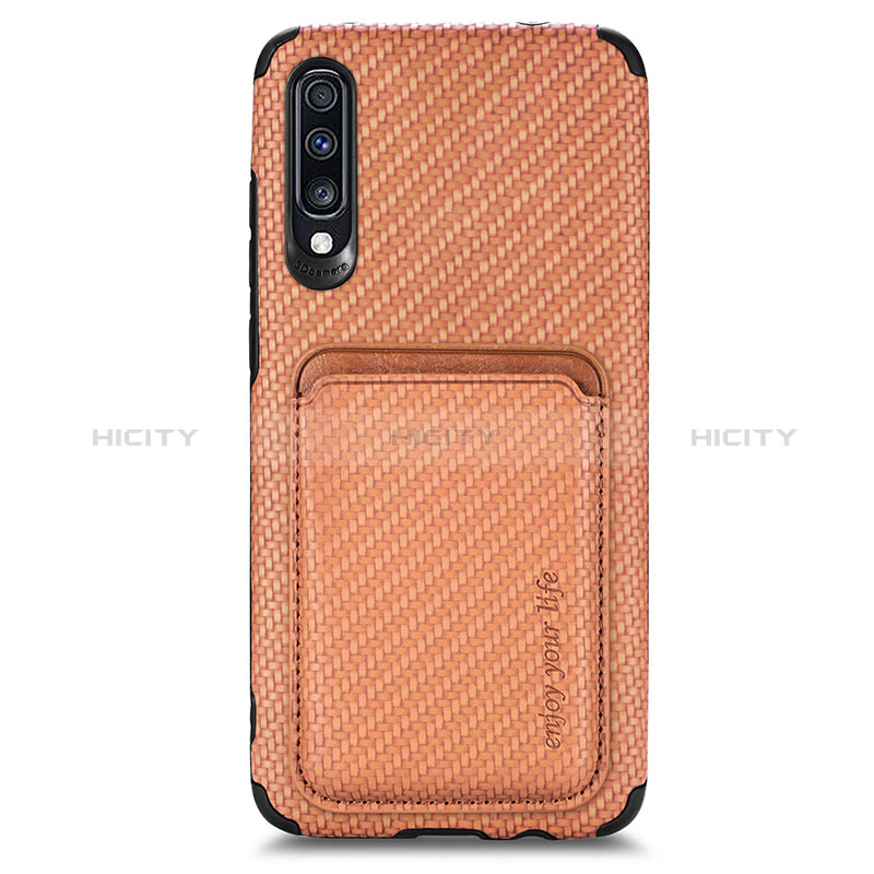 Funda Silicona Carcasa Ultrafina Goma con Magnetico S02D para Samsung Galaxy A70S Marron