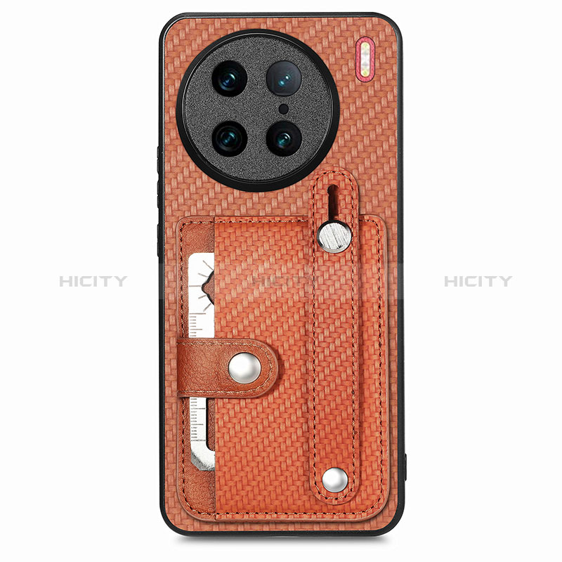 Funda Silicona Carcasa Ultrafina Goma con Magnetico S02D para Vivo X90 Pro 5G Marron