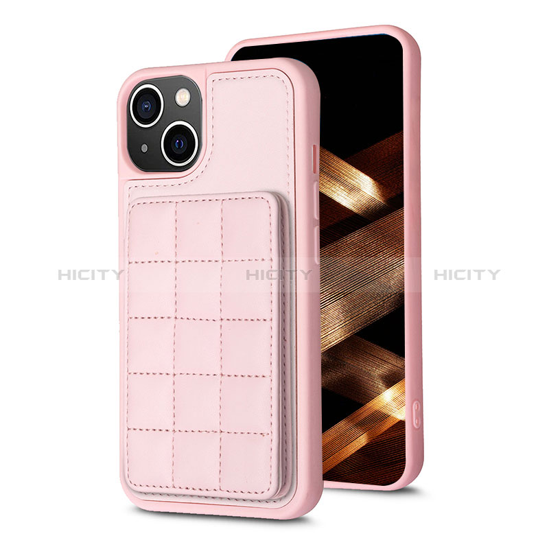 Funda Silicona Carcasa Ultrafina Goma con Magnetico S03D para Apple iPhone 15 Plus Oro Rosa