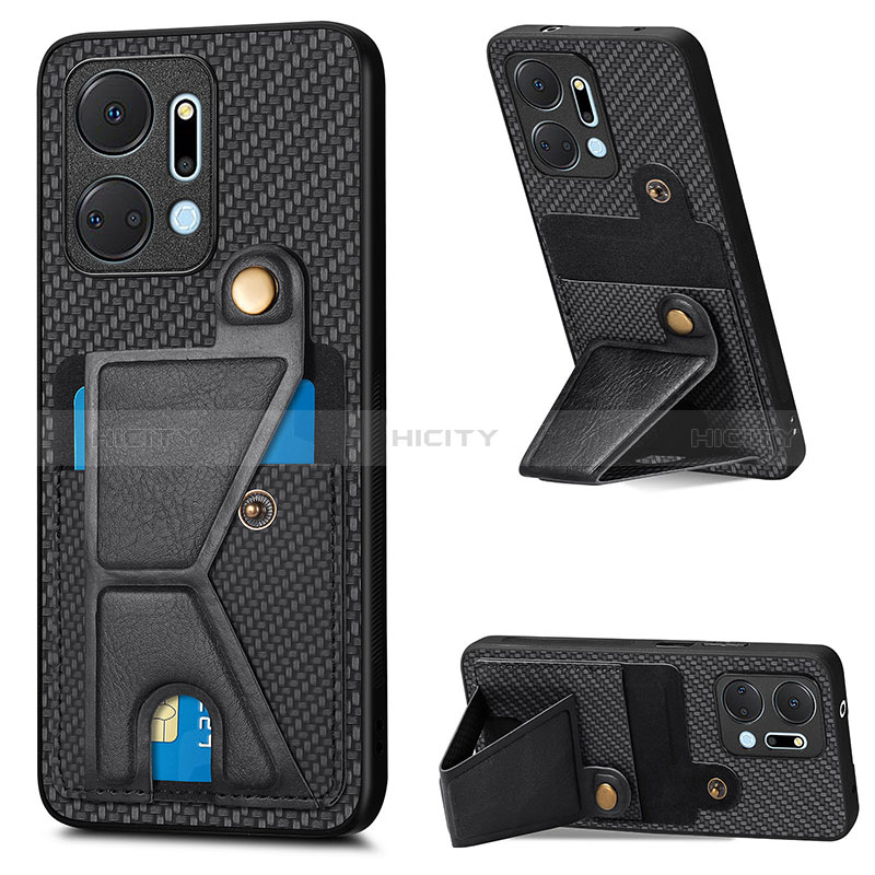 Funda Silicona Carcasa Ultrafina Goma con Magnetico S03D para Huawei Honor X7a Negro