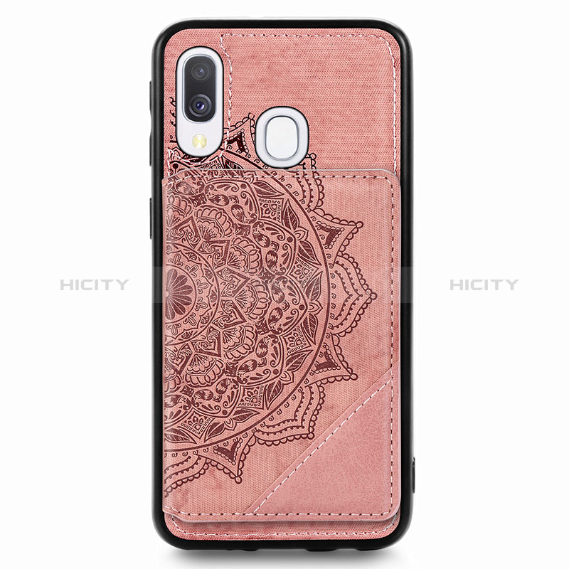 Funda Silicona Carcasa Ultrafina Goma con Magnetico S03D para Samsung Galaxy A40 Oro Rosa