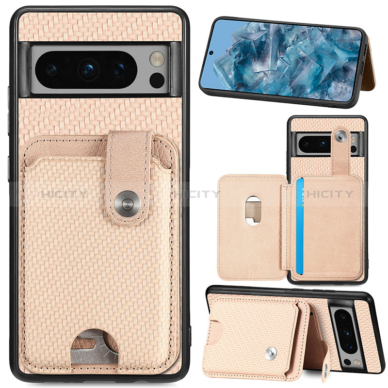 Funda Silicona Carcasa Ultrafina Goma con Magnetico S04D para Google Pixel 8 Pro 5G Oro