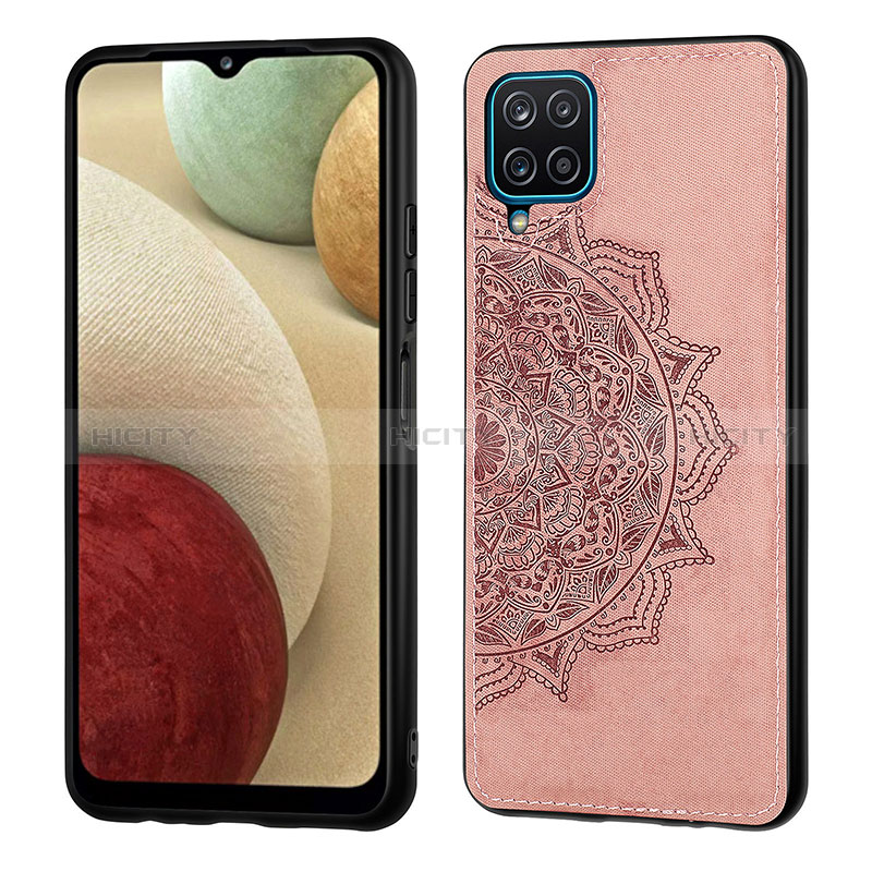 Funda Silicona Carcasa Ultrafina Goma con Magnetico S04D para Samsung Galaxy A12 Nacho Oro Rosa