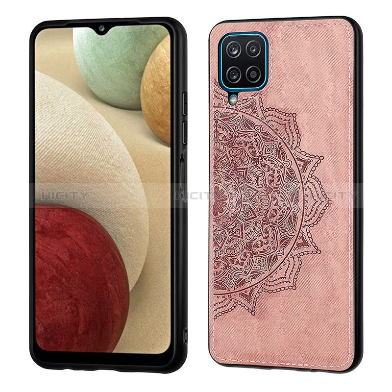 Funda Silicona Carcasa Ultrafina Goma con Magnetico S04D para Samsung Galaxy A12 Oro Rosa