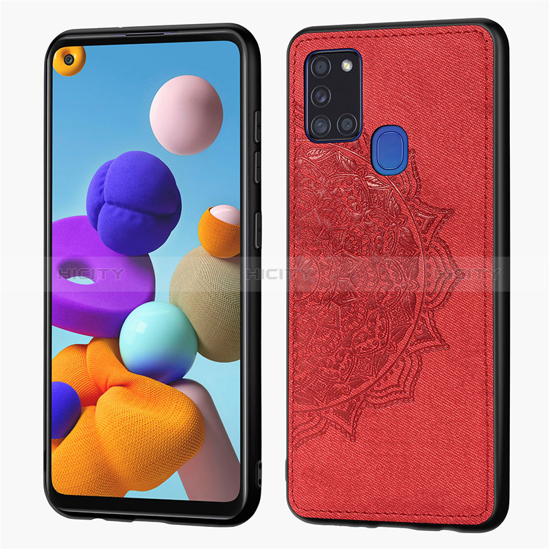 Funda Silicona Carcasa Ultrafina Goma con Magnetico S04D para Samsung Galaxy A21s Rojo