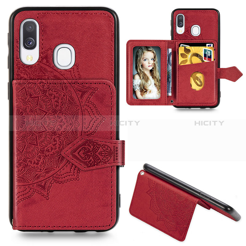 Funda Silicona Carcasa Ultrafina Goma con Magnetico S04D para Samsung Galaxy A40 Rojo