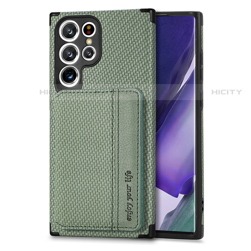 Funda Silicona Carcasa Ultrafina Goma con Magnetico S04D para Samsung Galaxy S21 Ultra 5G Verde