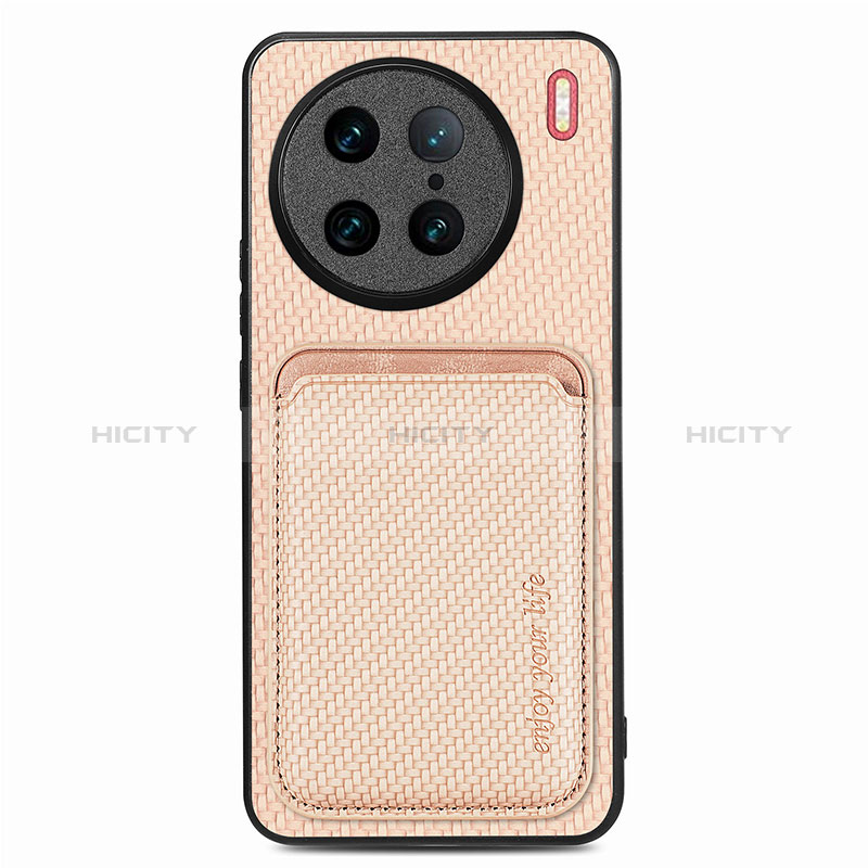 Funda Silicona Carcasa Ultrafina Goma con Magnetico S04D para Vivo X90 Pro 5G Oro