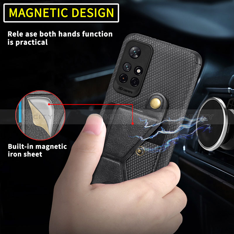 Funda Silicona Carcasa Ultrafina Goma con Magnetico S04D para Xiaomi Poco M4 Pro 5G