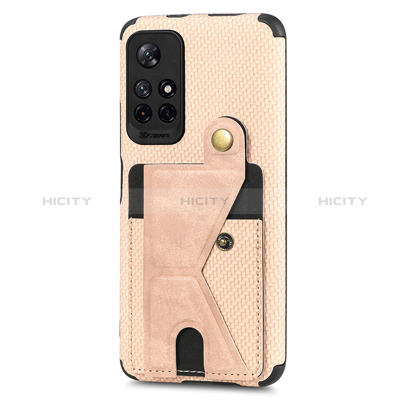 Funda Silicona Carcasa Ultrafina Goma con Magnetico S04D para Xiaomi Poco M4 Pro 5G Oro