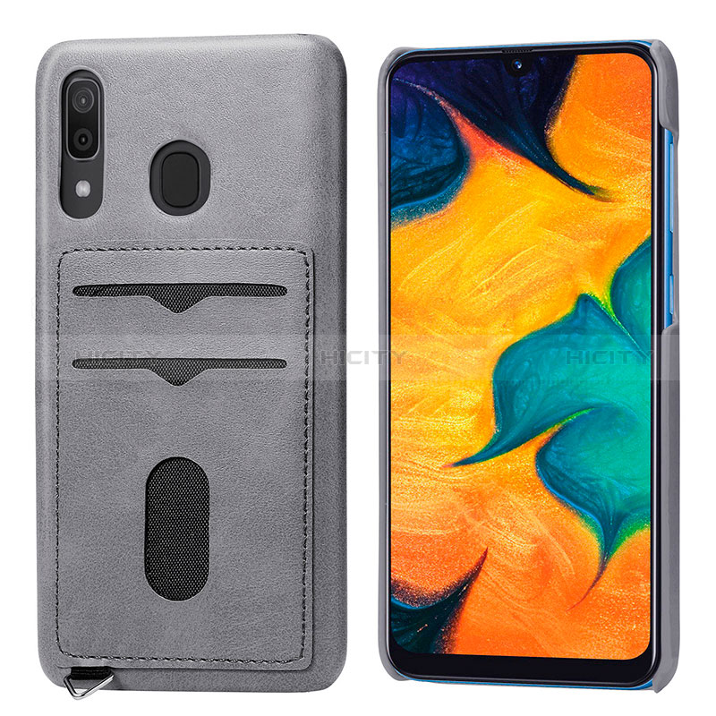 Funda Silicona Carcasa Ultrafina Goma con Magnetico S05D para Samsung Galaxy A20 Gris