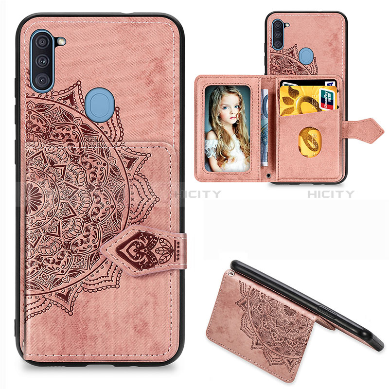 Funda Silicona Carcasa Ultrafina Goma con Magnetico S05D para Samsung Galaxy M11 Oro Rosa