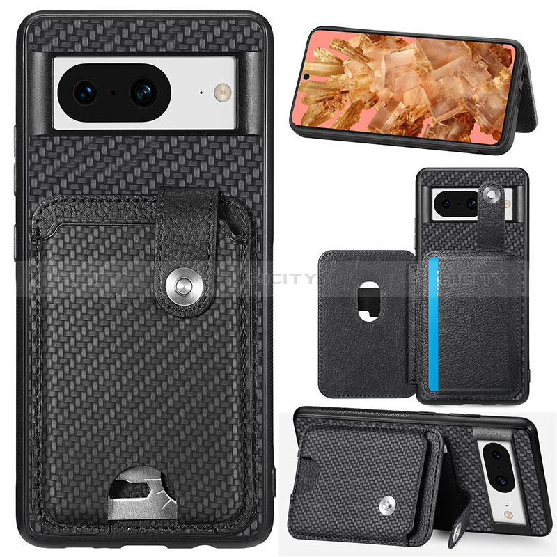 Funda Silicona Carcasa Ultrafina Goma con Magnetico S06D para Google Pixel 8 5G Negro