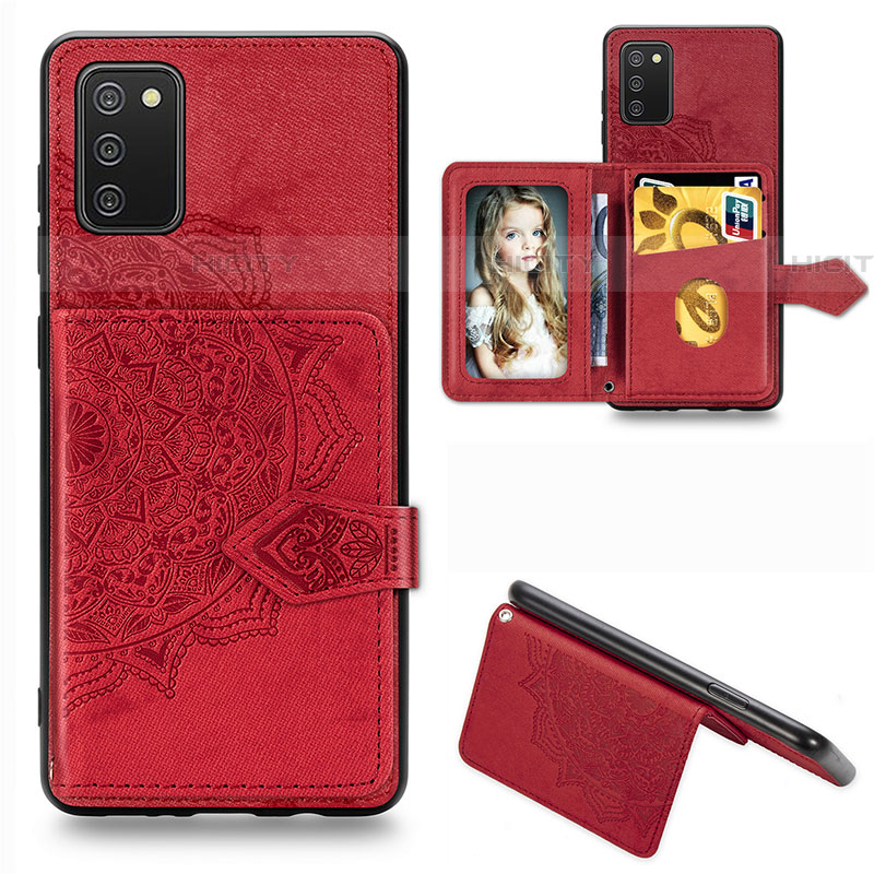 Funda Silicona Carcasa Ultrafina Goma con Magnetico S06D para Samsung Galaxy A03s Rojo