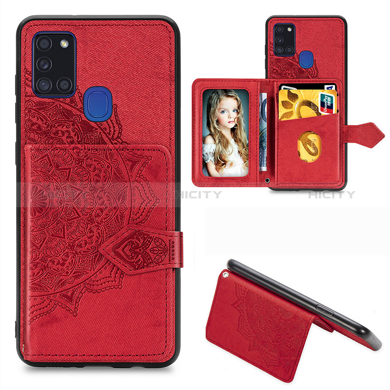 Funda Silicona Carcasa Ultrafina Goma con Magnetico S06D para Samsung Galaxy A21s Rojo