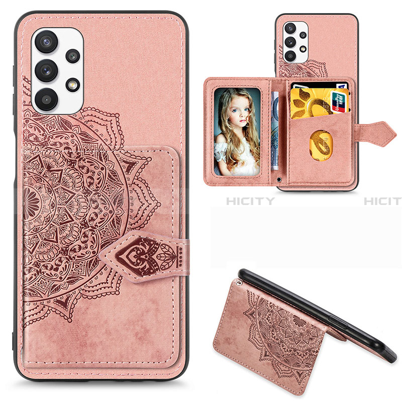 Funda Silicona Carcasa Ultrafina Goma con Magnetico S06D para Samsung Galaxy A32 4G Oro Rosa