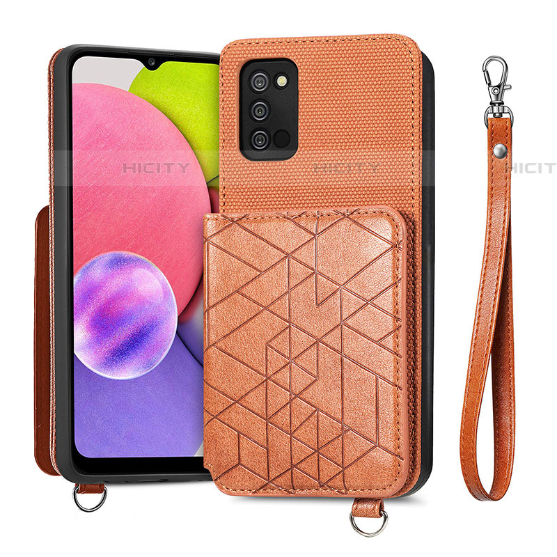 Funda Silicona Carcasa Ultrafina Goma con Magnetico S07D para Samsung Galaxy A03s Marron