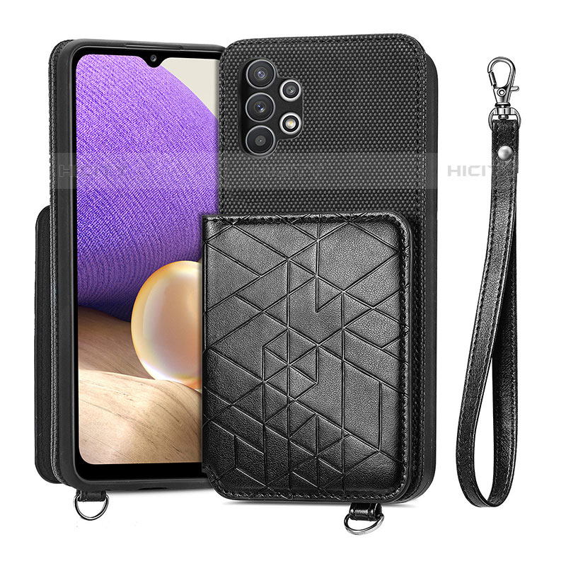 Funda Silicona Carcasa Ultrafina Goma con Magnetico S08D para Samsung Galaxy M32 5G Negro