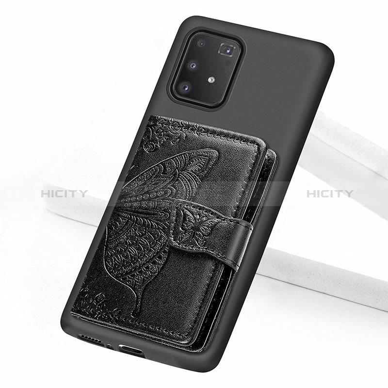 Funda Silicona Carcasa Ultrafina Goma con Magnetico S09D para Samsung Galaxy A91 Negro