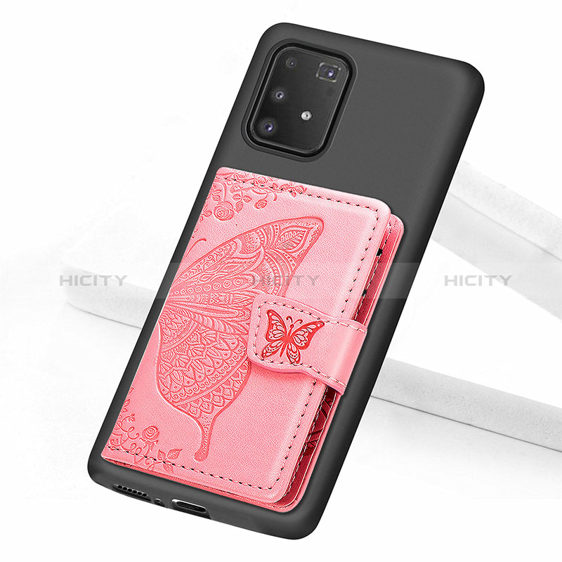 Funda Silicona Carcasa Ultrafina Goma con Magnetico S09D para Samsung Galaxy A91 Oro Rosa