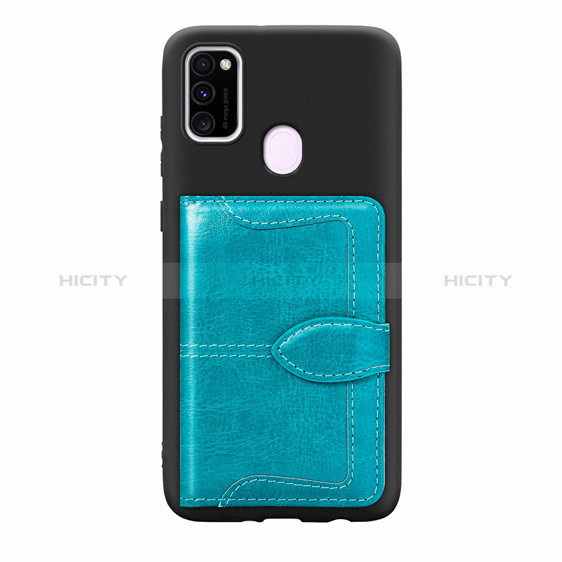 Funda Silicona Carcasa Ultrafina Goma con Magnetico S12D para Samsung Galaxy M21 Cian