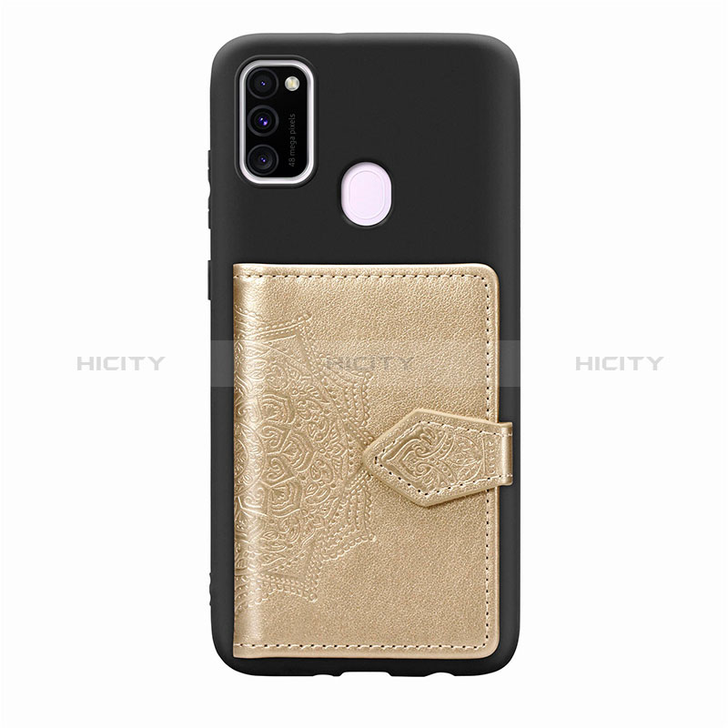 Funda Silicona Carcasa Ultrafina Goma con Magnetico S13D para Samsung Galaxy M21 Oro