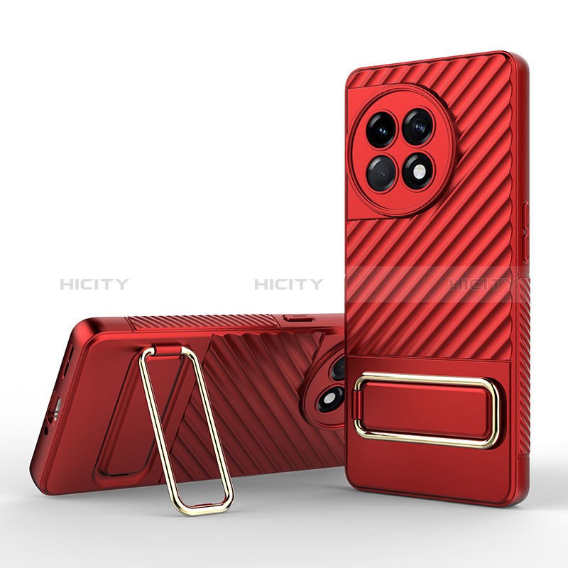 Funda Silicona Carcasa Ultrafina Goma con Soporte KC1 para OnePlus 11R 5G Rojo