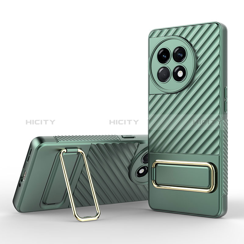 Funda Silicona Carcasa Ultrafina Goma con Soporte KC1 para OnePlus 11R 5G Verde