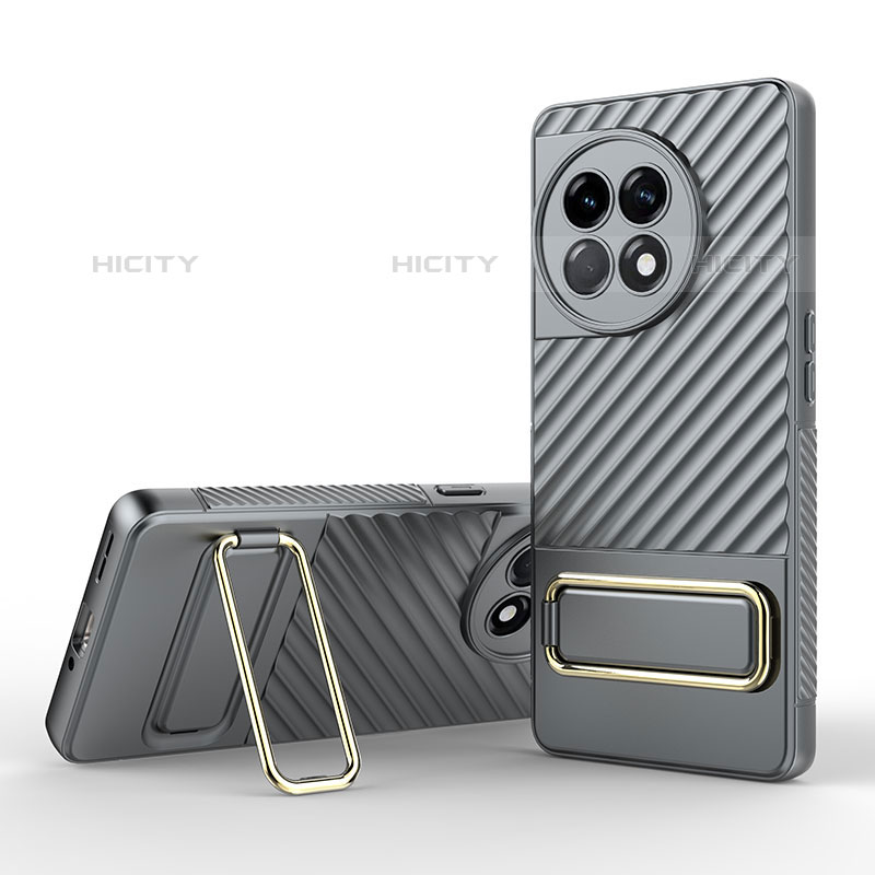 Funda Silicona Carcasa Ultrafina Goma con Soporte KC1 para OnePlus Ace 2 Pro 5G Gris