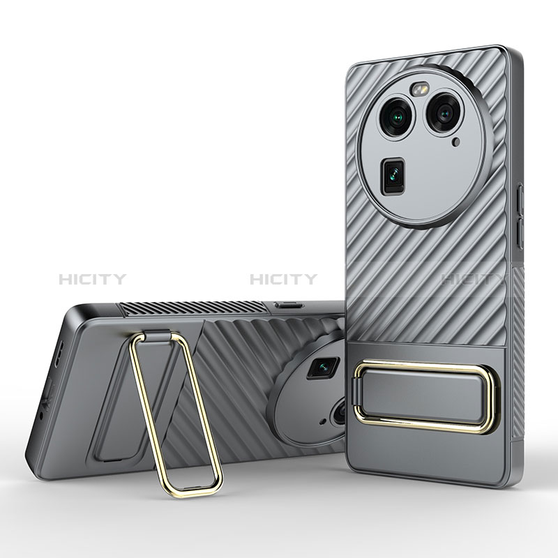 Funda Silicona Carcasa Ultrafina Goma con Soporte KC1 para Oppo Find X6 5G Gris