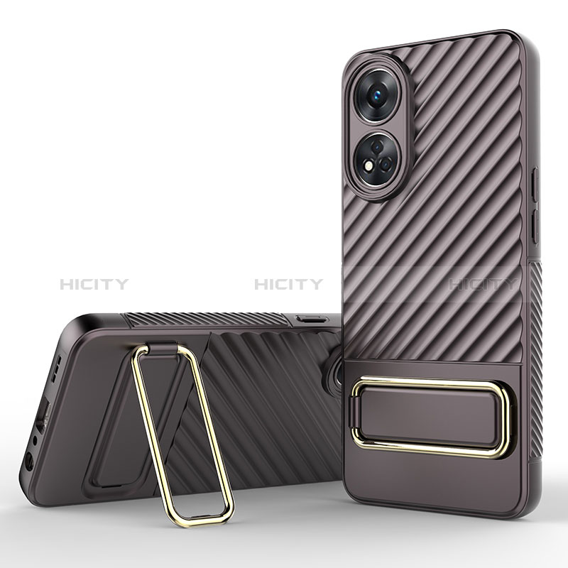 Funda Silicona Carcasa Ultrafina Goma con Soporte KC1 para Oppo Reno8 T 4G Marron