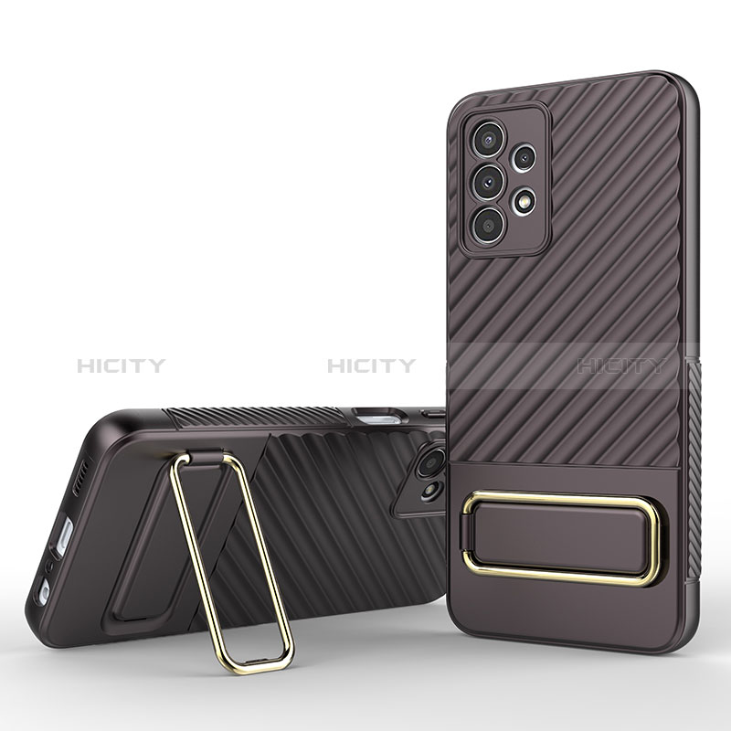 Funda Silicona Carcasa Ultrafina Goma con Soporte KC1 para Samsung Galaxy A13 4G Marron