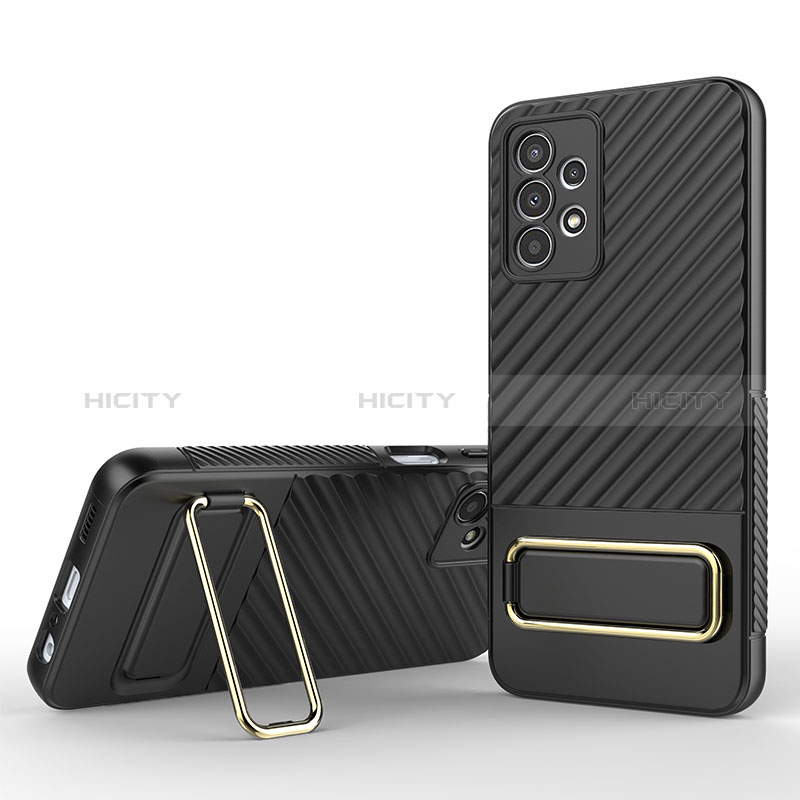 Funda Silicona Carcasa Ultrafina Goma con Soporte KC1 para Samsung Galaxy A13 4G Negro