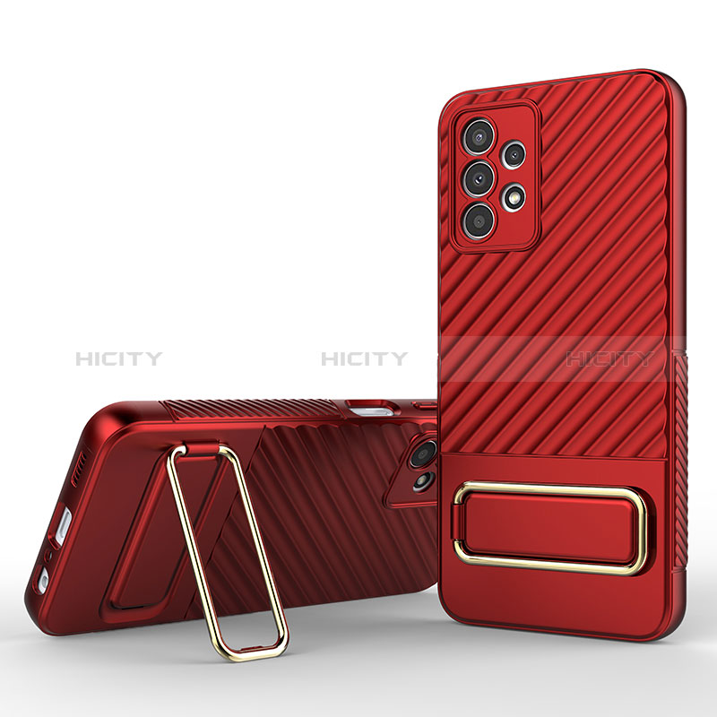 Funda Silicona Carcasa Ultrafina Goma con Soporte KC1 para Samsung Galaxy A13 4G Rojo