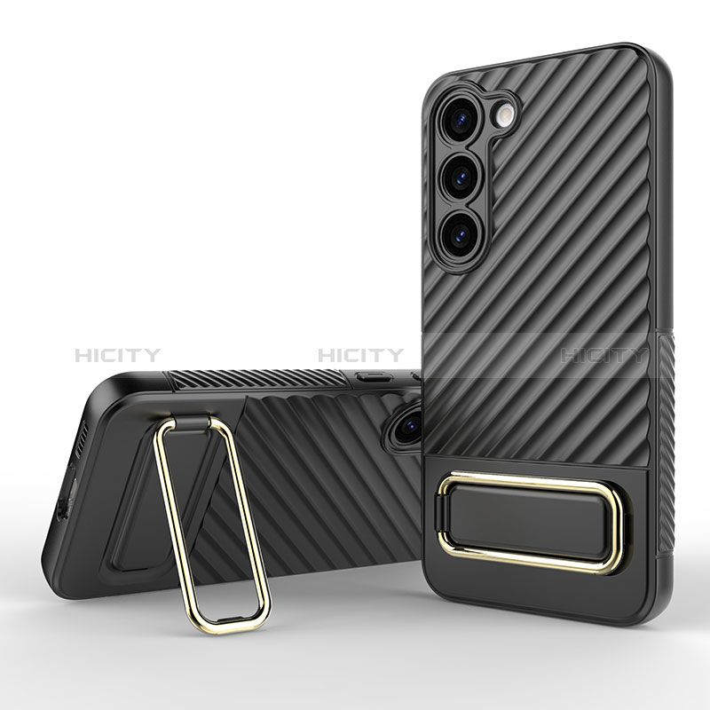 Funda Silicona Carcasa Ultrafina Goma con Soporte KC1 para Samsung Galaxy S22 Plus 5G Negro