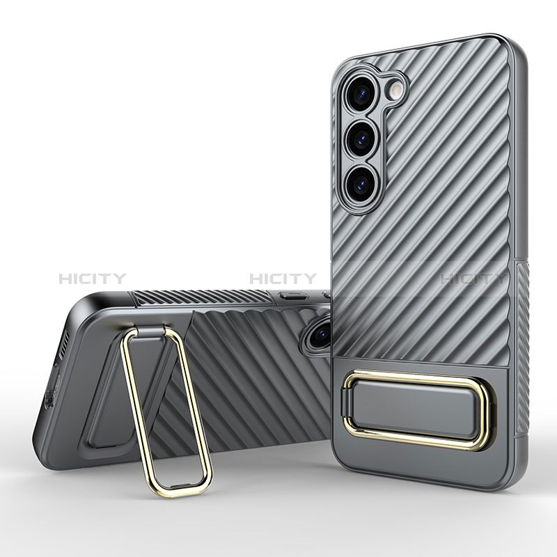 Funda Silicona Carcasa Ultrafina Goma con Soporte KC1 para Samsung Galaxy S23 Plus 5G Gris