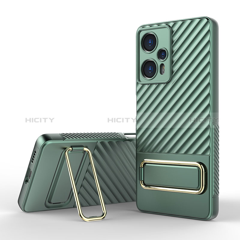 Funda Silicona Carcasa Ultrafina Goma con Soporte KC1 para Xiaomi Poco F5 5G Verde