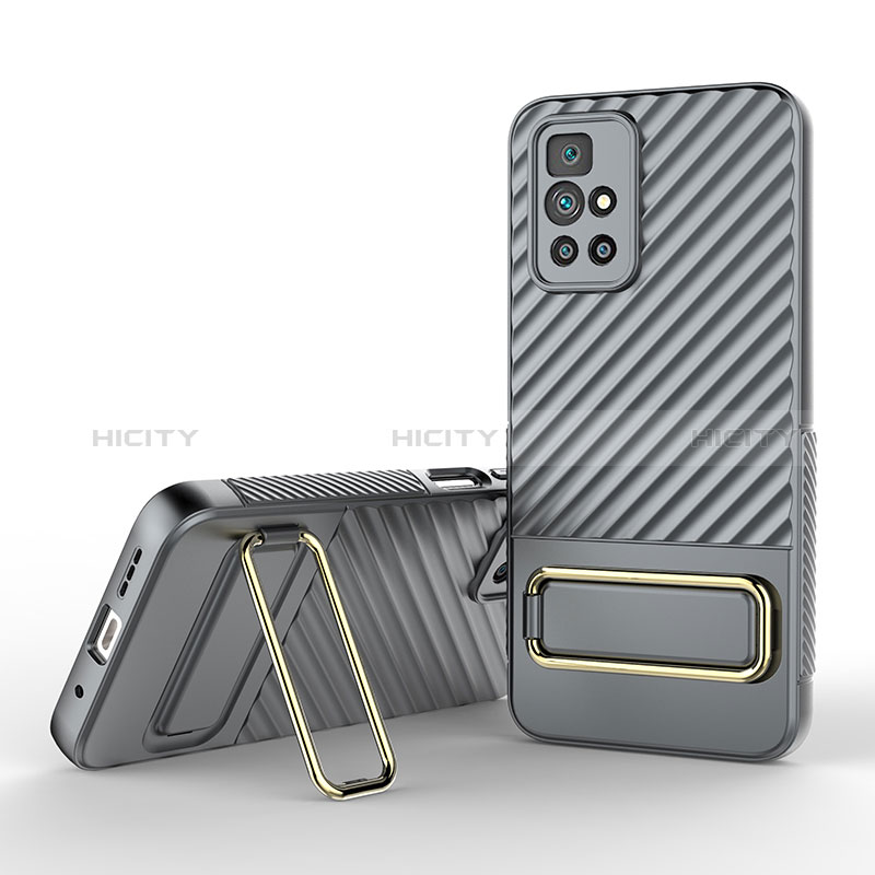 Funda Silicona Carcasa Ultrafina Goma con Soporte KC1 para Xiaomi Redmi 10 Prime Gris