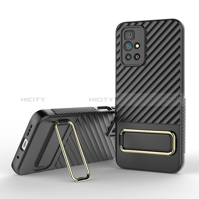 Funda Silicona Carcasa Ultrafina Goma con Soporte KC1 para Xiaomi Redmi 10 Prime Negro