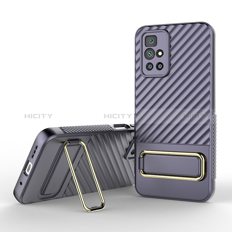 Funda Silicona Carcasa Ultrafina Goma con Soporte KC1 para Xiaomi Redmi 10 Prime Purpura Claro