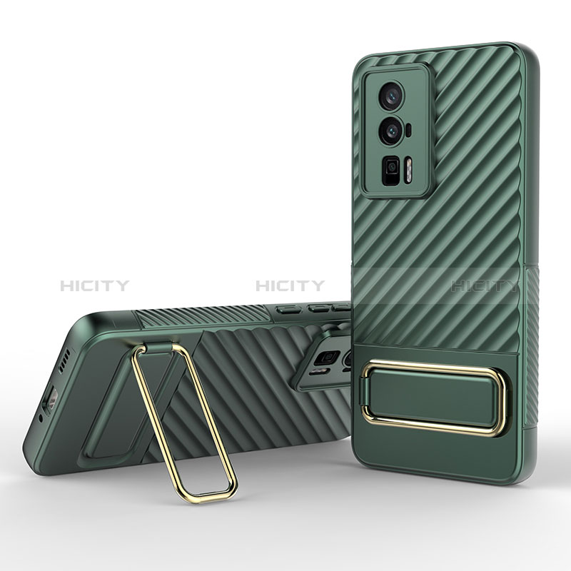 Funda Silicona Carcasa Ultrafina Goma con Soporte KC1 para Xiaomi Redmi K60 5G Verde