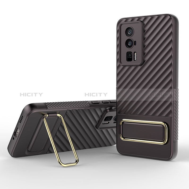 Funda Silicona Carcasa Ultrafina Goma con Soporte KC1 para Xiaomi Redmi K60 Pro 5G Marron