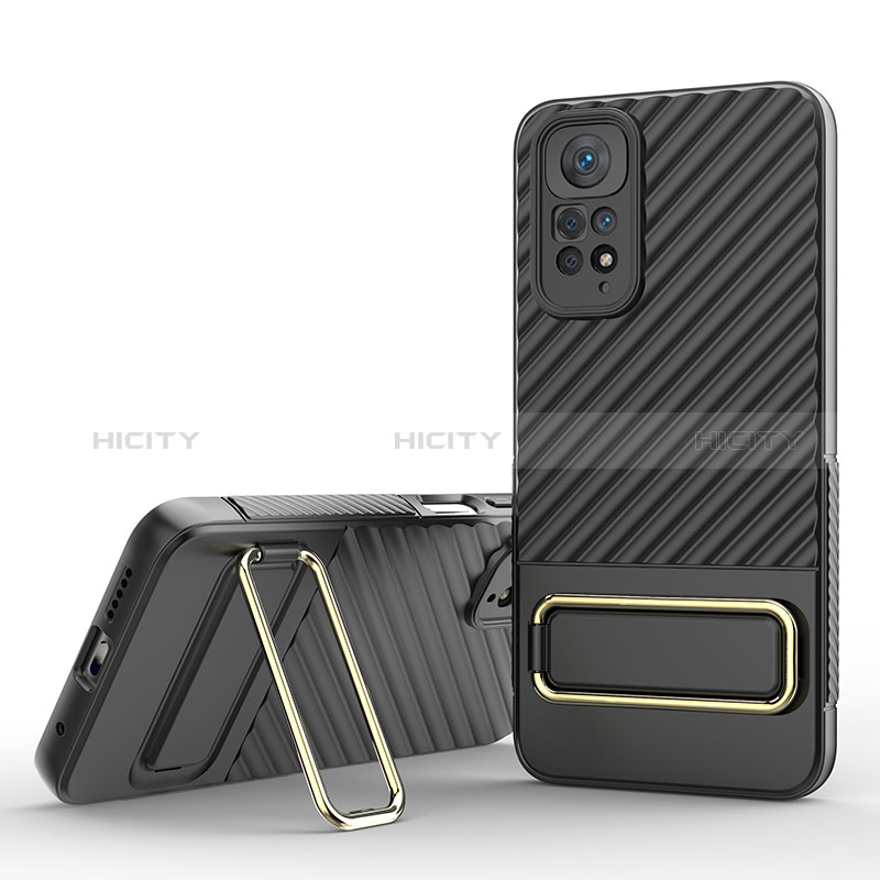 Funda Silicona Carcasa Ultrafina Goma con Soporte KC1 para Xiaomi Redmi Note 11 4G (2022) Negro