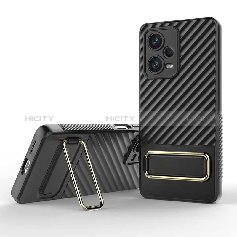 Funda Silicona Carcasa Ultrafina Goma con Soporte KC1 para Xiaomi Redmi Note 12 Explorer Negro